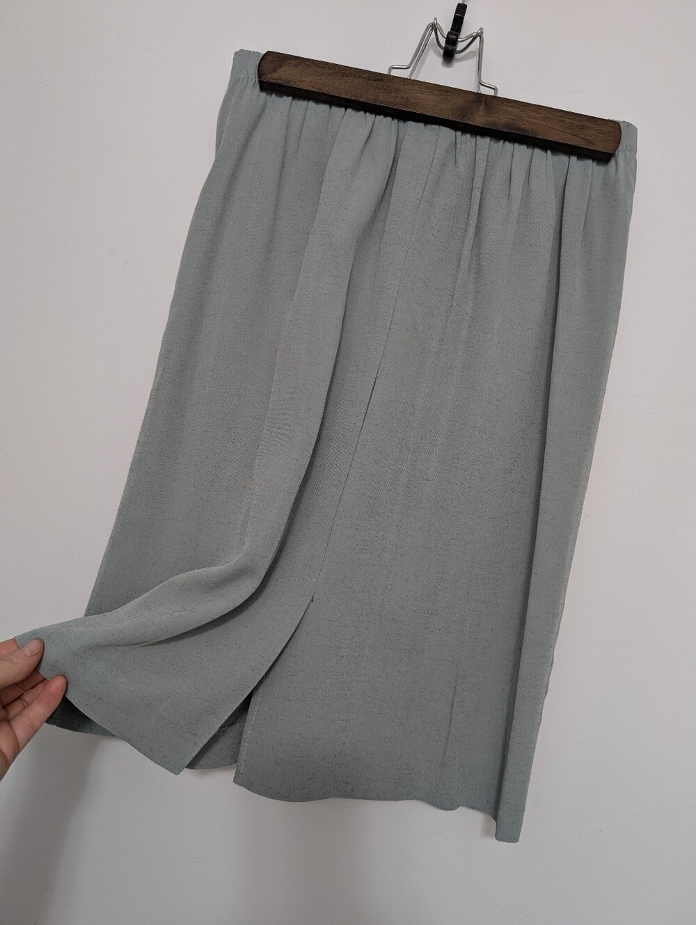 Vintage Medium 7/8 Skirt Canada High Waisted Flowy Pleated Pencil Blue Grey